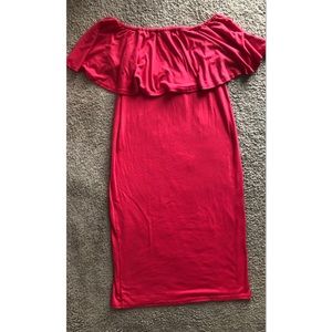 Off the should red maternity dress
